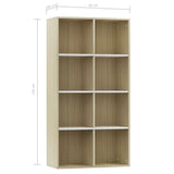 ZNTS Book Cabinet/TV Cabinet White and Sonoma Oak 36x30x114 cm Engineered Wood 800158