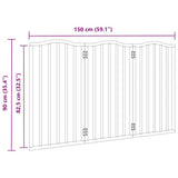 Dog Gate Foldable 3 Panels Black 150 cm Poplar Wood 352222
