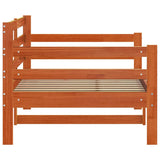 Day Bed with Headboard Wax Brown Solid Pine Wood 877048