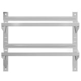 2-Tier Wall Shelf 75x40x60 cm Silver Stainless Steel 30312
