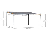 4 x 3 Meters Canopy Metal Wall Gazebo Awning Garden Marquee Shelter Door Porch - Grey T3398P324002