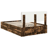 Bed Frame with Drawer Smoked Oak 120 x 200 cm Engineered Wood 3412203