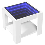 ZNTS Coffee Table with LED White 53x53x45 cm Engineered Wood 847539