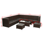 8 Piece Garden Lounge Set with Cushions Poly Rattan Brown 42992