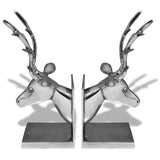 Bookends Deer 2 pcs Aluminium Silver 243478