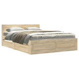 Bed Frame with Drawer 2 pcs Sonoma 137 x 188 cm Engineered Wood 3402854