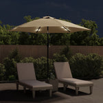 ZNTS Garden Parasol with LED Lights and Steel Pole 300 cm Taupe 44512