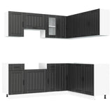 11 Piece Kitchen Cabinet Set "Lucca" Black Engineered Wood 3314952