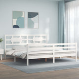 Bed Frame without Mattress White Super King Size Solid Wood 3194457