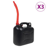 ZNTS Fuel Can with Flexible Spout 3 pcs Black 10 L Plastic 155046