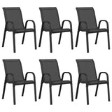 318783 Stackable Garden Chairs 6 pcs Black Textilene Fabric