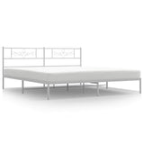 Metal Bed Frame without Mattress with Headboard White 193x203cm 355322