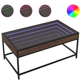 Coffee Table with Infinity LED Brown Oak 90x50x41 cm 847691