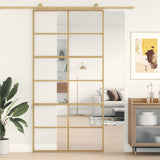 Sliding Door Gold 102.5x205 cm Clear ESG Glass and Aluminium 155168