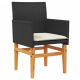 Garden Chairs with Cushions 2 pcs Black Poly Rattan&Solid Wood 368714
