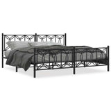 Metal Bed Frame without Mattress with Footboard Black 193x203cm 376152