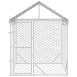 Outdoor Dog Kennel with Roof Silver 2x2x2.5 m Galvanised Steel 153675