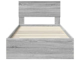Bed Frame Grey Sonoma and Silver 75 x 190 cm Engineered Wood 3410963