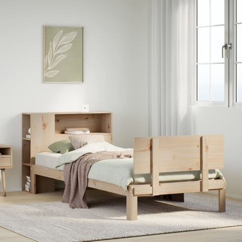 ZNTS Bookcase Bed without Mattress 90x200cm Solid Wood Pine 3322646
