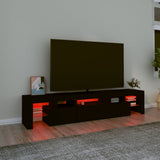 TV Cabinet with LED Lights Black 200x36.5x40 cm 3152811