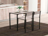 3 Pcs Table Stool Set Industrial Design w/ Metal Frame Oak Tone MDF Panels Minimal Compact Beautiful T3398P328345