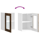 Kitchen Wall Cabinet with Glass Door Kalmar Smoked Oak Engineered Wood 853532