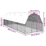 Chicken Run with Roof 2.5x8x2.25 m Galvanised Steel 3328523