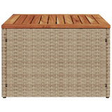 Garden Table Beige 55x55x37 cm Poly Rattan and Acacia Wood 366064