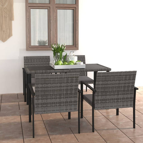 5 Piece Outdoor Dining Set Poly Rattan Grey 3100415