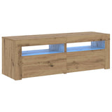 TV Cabinet with LED Lights Artisan Oak 120x35x40 cm Engineered Wood 856314