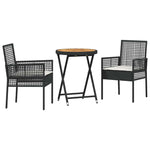Garden Bistro Set 3 pcs Black Poly rattan 3334967