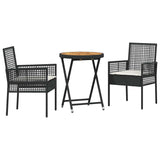 Garden Bistro Set 3 pcs Black Poly rattan 3334967