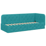 Corner Bed Frame with Headboard Turquoise 80 x 200 cm Velvet 42016521