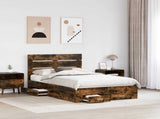 Bed Frame with Drawer Smoked Oak 135 x 190 cm Engineered Wood 3411984