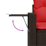 7 Piece Garden Sofa Set with Cushions Brown Poly Rattan Acacia 3326425