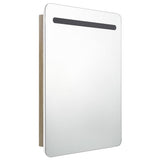 Bathroom Cabinet White and Oak MDF in melamine finish, glass Medium 326508