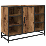 Bathroom Furniture Set with Door 3 pcs Old Wood Engineered Wood 3402545