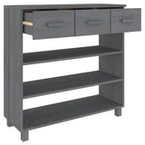 Console Table HAMAR Dark Grey 90x35x90 cm Solid Wood Pine 340466