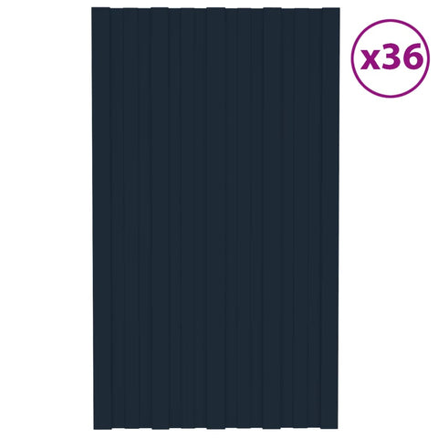 Roof Panels 36 pcs Galvanised Steel Anthracite 80x45 cm 317204