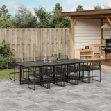 ZNTS 11 Piece Garden Dining Set Black Poly Rattan 3295051