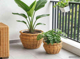 Planter Basket GENDT 2 pcs Natural Brown Kubu Rattan 42020960