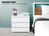 White Modern Bedside Table Cabinet Nightstand with 3 Storage Drawers Bedroom Furniture 49136774