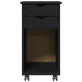 Rolling Cabinet Black 34 x 39 x 65.5 cm Solid Pine Wood 42028355