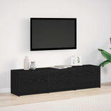 TV Cabinet with LED Black Oak 165 x 34 x 40 cm Engineered Wood 8006552