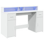 ZNTS Desk with LED Lights White 140x55x91 cm Engineered Wood 3309420