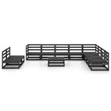 ZNTS 11 Piece Garden Lounge Set Black Solid Pinewood 3075873