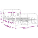 Metal Bed Frame without Mattress with Footboard Black 150x200cm 377137