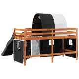Kids' Loft Bed with Tunnel White&Black 80x200 cm Solid Wood Pine 3309098