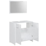 ZNTS 4 Piece Bathroom Furniture Set High Gloss White Engineered Wood 3056886