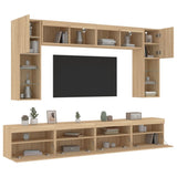 8 Piece TV Wall Cabinet Set with LED Lights Sonoma Oak 3216766
